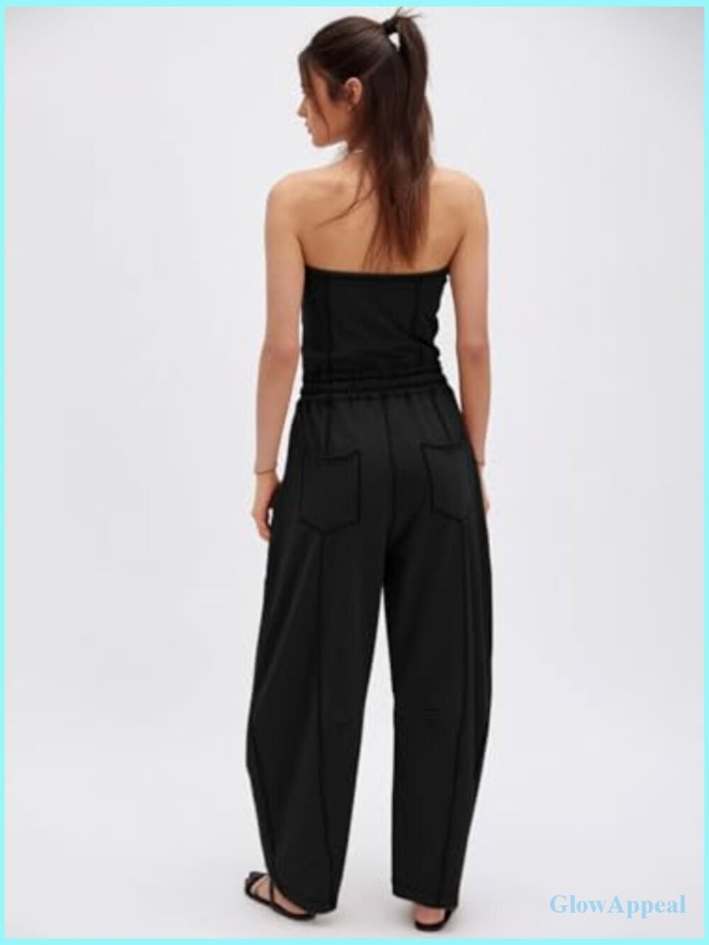 Strapless Jumpsuit Off Shoulder Wide Leg Pants with Pockets
